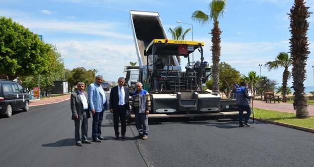 ALANYA SAHİL YOLU SICAK ASFALTLA BULUŞTU