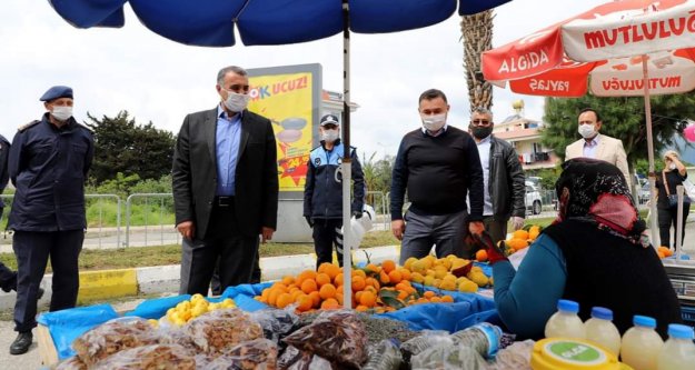 Alanya protokolü halk pazarlarını denetledi