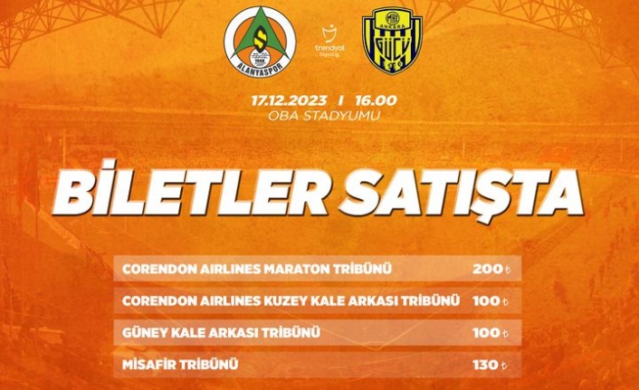 Alanyaspor- Ankaragücü maçı biletleri satışa çıktı