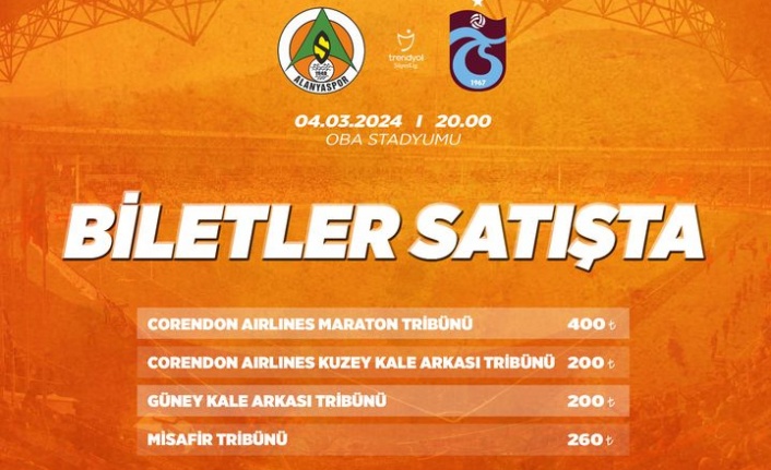 Alanyaspor- Trabzonspor maçı biletleri satışa çıktı