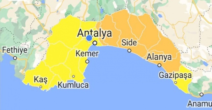 Antalya için iki renkte uyarı